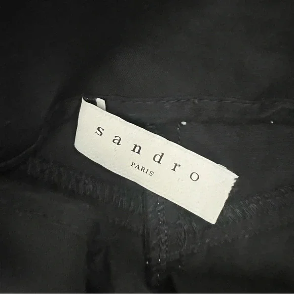 Sandro Gatiene Cropped High Rise Pant Black Casual French Boho Women’s XS - Picture 9 of 11